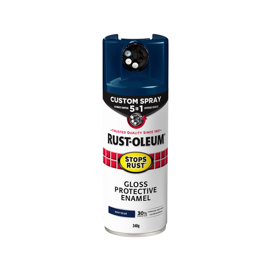 Rust Oleum 340g Custom Spray 5 in 1 Spray Paint - Navy Blue - 0.34L - Rust Protection - Auzzistore