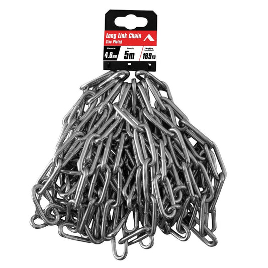 Pinnacle 4 Long Link Chain 8mm x 5m - Zinc Plated - Fencing & Security - Auzzistore