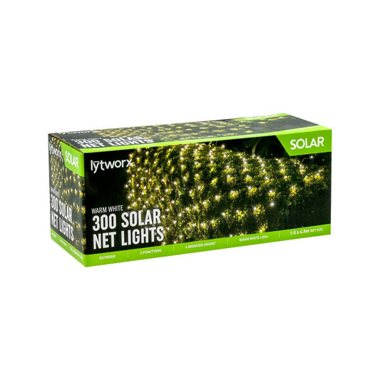 Lytworx Solar Net Light - 1.5 x 4.5m - Warm White - 300 LEDs - Indoor/Outdoor - Auzzistore