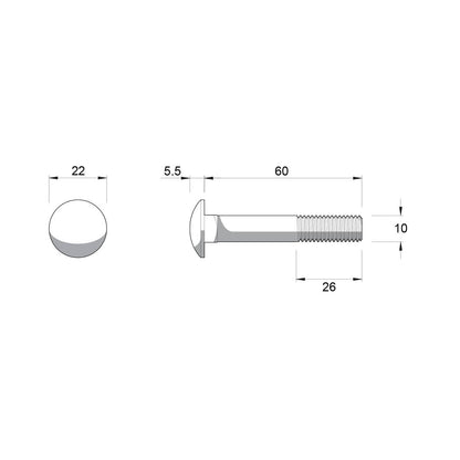 Zenith Hot Dip Galvanised Cup Head Bolts Nuts 60mm 25 Pack Durable
