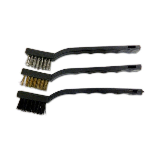 Josco 3 Piece Hand Wire Brush Kit - Steel Brass Nylon Brushes - 20mm x 15mm - Black - Auzzistore