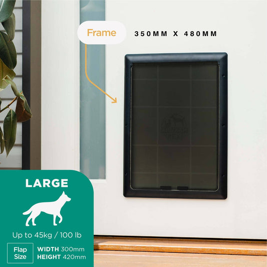 Hakuna Pets Large Black Essential Pet Door 300mm x 420mm for Pets up to 45kg – view 2 - Auzzistore