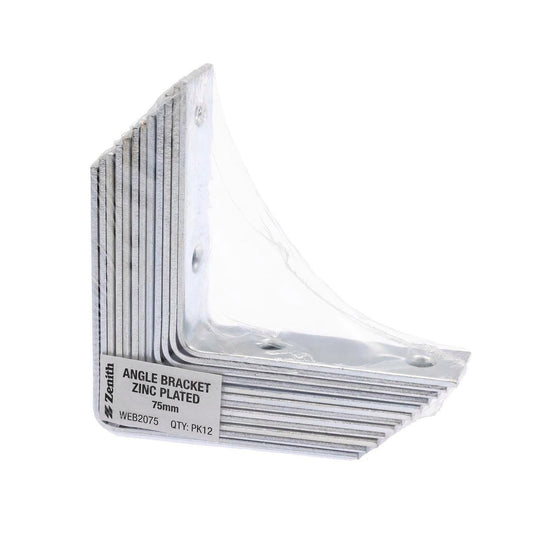 Zenith Angle Bracket - 75mm - Zinc Plated - 12 Pack - Auzzistore
