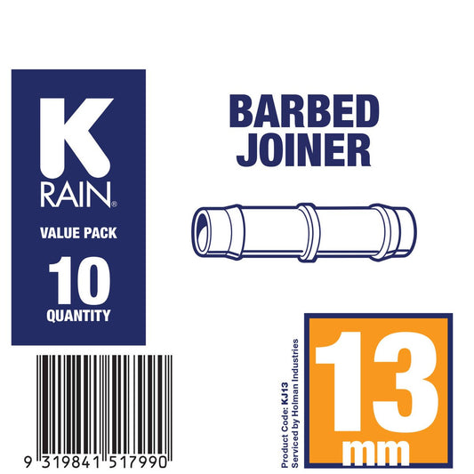 K Rain 13mm Barbed Joiner 10 Pack - Polypropylene - Black - Irrigation – view 2 - Auzzistore