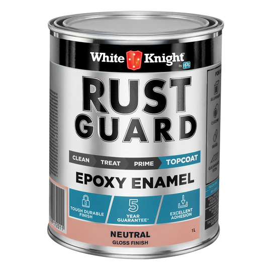 White Knight Rust Guard Epoxy Enamel Paint - 1L - Neutral Gloss - UV Resistant - Auzzistore