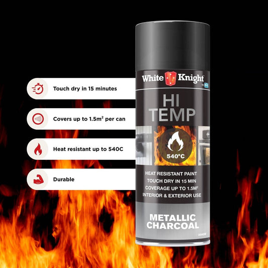 White Knight Hi Temp Spray Paint - 300g - Metallic Charcoal- Solvent Based - Heat Resistant – view 2 - Auzzistore
