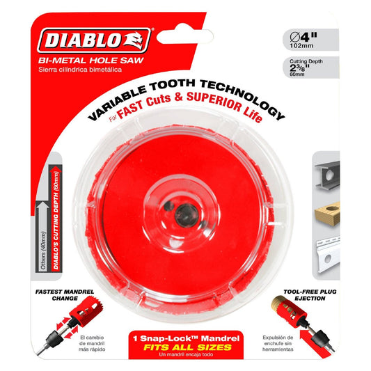 Diablo Bi Metal Hole Saw - 102mm - Tool-Free Plug Ejection - Fast Cutting - Auzzistore