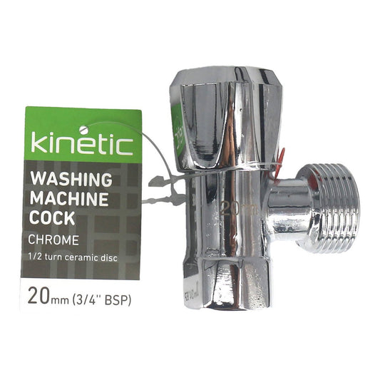 Kinetic 20mm Chrome Washing Machine Cock - Lead-Free Brass - WaterMark Certified – view 2 - Auzzistore