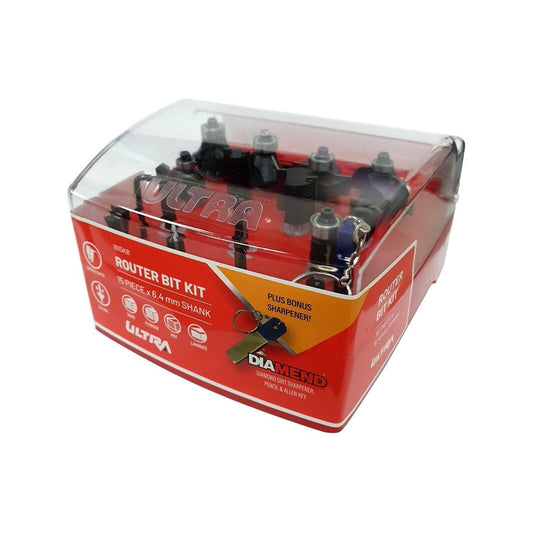 Ultra Router Bit Set - 15 Piece - 6.4mm Tungsten Carbide - Durable - Auzzistore