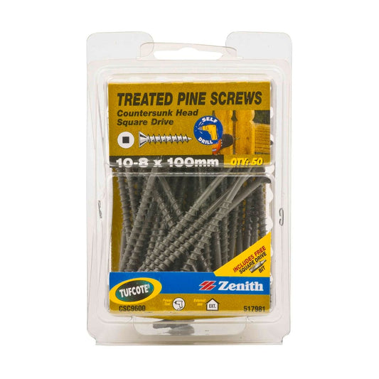 Zenith Countersunk Head Screws 10 x 100mm Tufcote 50 Pack - Auzzistore