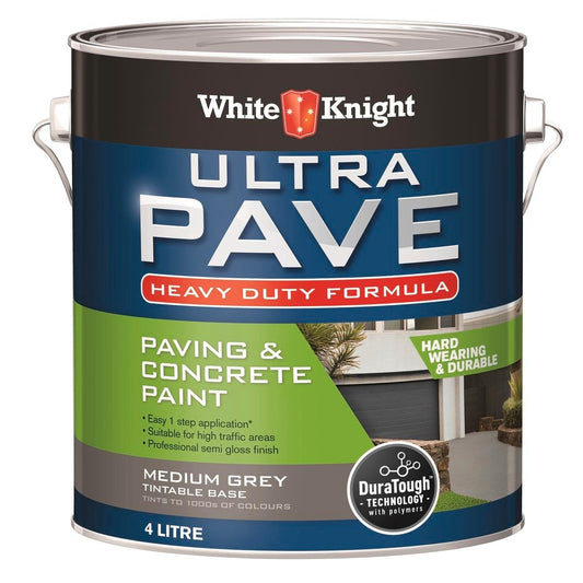White Knight Ultra Pave Garage Floor Paint 4L Medium Grey - Heavy Duty - Durable Finish - Auzzistore