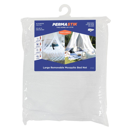 Permastik Large Mosquito Bed Net Kit - Fits King Beds - 2.5m Height - White - Auzzistore