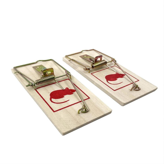 Wooden Mouse Trap - 2 Pack Timber Trap - Easy Set - Indoor & Outdoor Use - 46mm x 98mm - Auzzistore