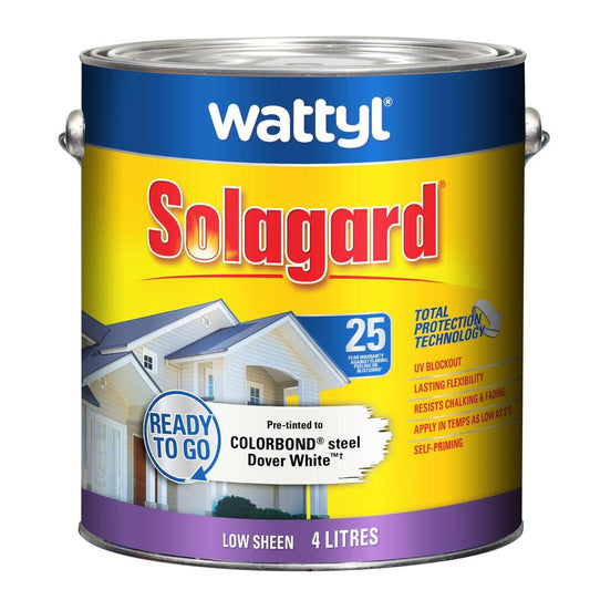 Wattyl Solagard Exterior Paint - 4L - Dover White - Low Sheen - Durable Protection - Auzzistore