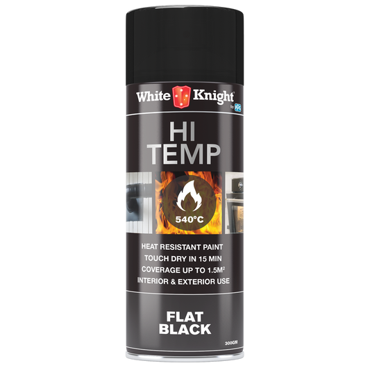 White Knight Hi Temp Spray Paint - 300g - Black - Solvent Based - Heat Resistant - Auzzistore