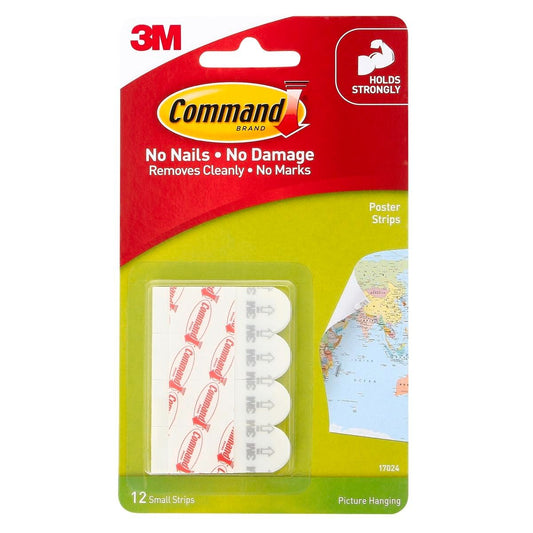 Command White Poster Strips - 12 Pack - Composite - Damage-Free Hanging