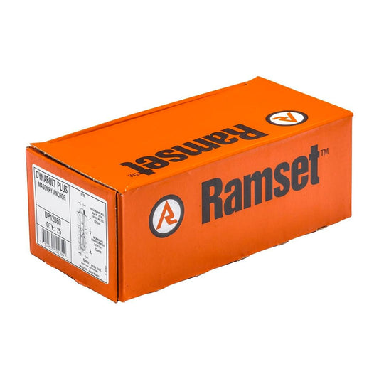 Ramset DynaBolt Plus 12mm x 60mm Masonry Anchor Gold Steel 25 Pack