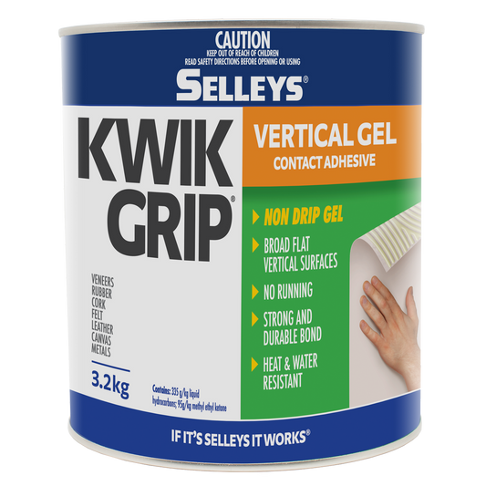 Selleys Kwik Grip Gel 3 2kg Solvent-Based Adhesive Vertical Bonding