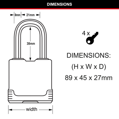 Master Lock 45mm Excell Padlock - Laminated Steel - Weather Resistant