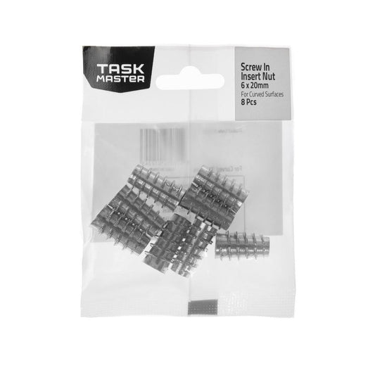 Taskmaster Screw-In Insert Nut - M6 x 20mm - Metal - Curved Surfaces - Auzzistore