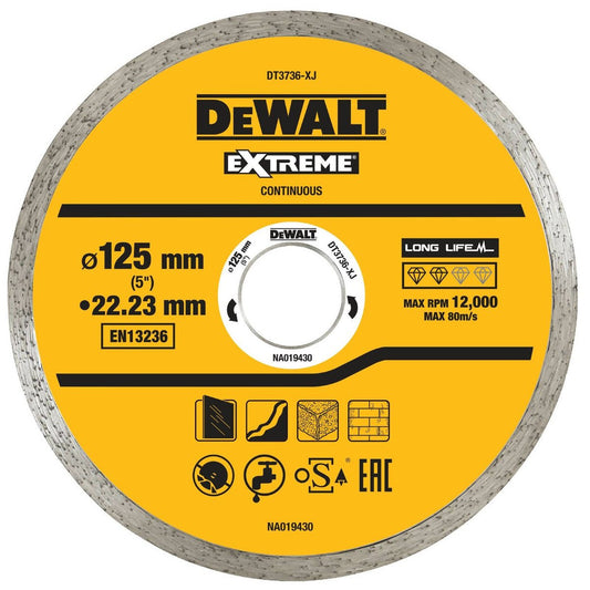 Dewalt Diamond Wheel Blade - 125mm - Continuous Rim - Durable Cutting Tool - Auzzistore