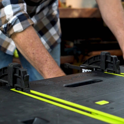 Ryobi Folding Table with Two Clamps - 850mm x 550mm x 755mm - Plastic