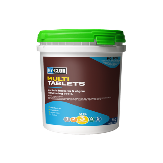 Hy Clor 4kg Multi Swimming Pool Tablets - Chlorine - Trichloroisocyanuric Acid - Long Lasting Protection - Auzzistore
