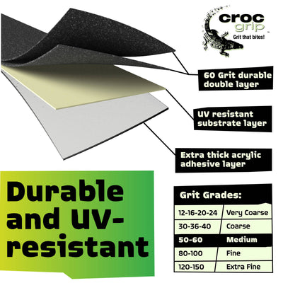 Croc Grip Black Anti Slip Tape 5m x 50mm Durable Water Resistant