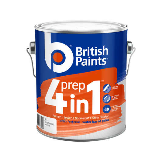 British Paints 2L White Water Based Prep Primer Sealer Undercoat - Auzzistore