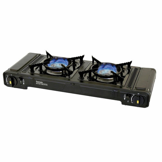 Gasmate Portable Bbq Butane Stove Dual Burner - 284mm x 119mm x 683mm - Black - Lightweight & Safe - Auzzistore