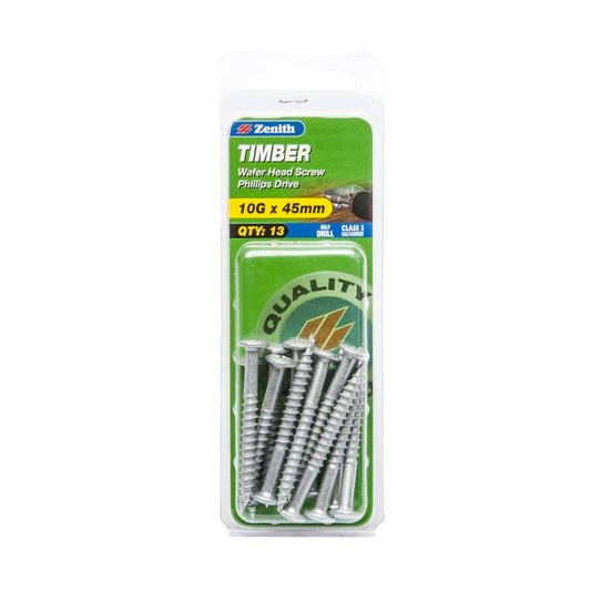 Zenith Timber Screws 10g x 45mm Galvanised Steel Low Profile Finish - Auzzistore