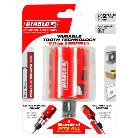 Diablo 54mm Bi Metal Hole Saw - Tool-Free Plug Ejection - Variable Tooth Design - Auzzistore