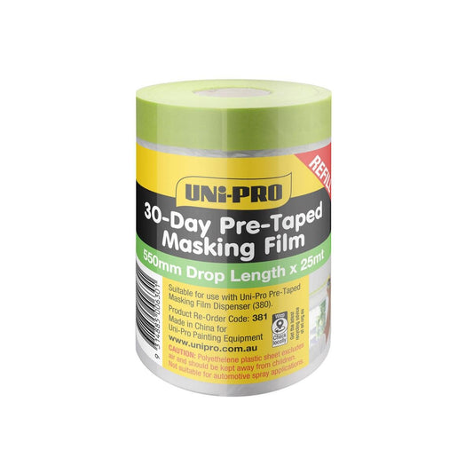 Uni Pro 30 Day Pre Taped Masking Tape Film Refill - 550mm x 25m - Waterproof - Auzzistore