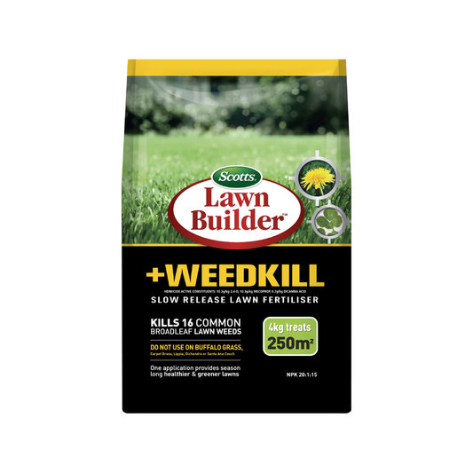 Scotts Lawn Builder 4kg Weedkill Slow Release Fertiliser Granular Green - Auzzistore