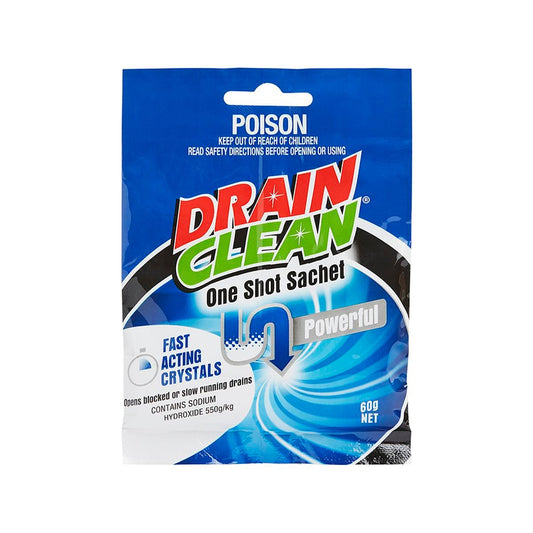Drain Clean One Shot Crystals - 60g - Foil Sachet - Fast Acting