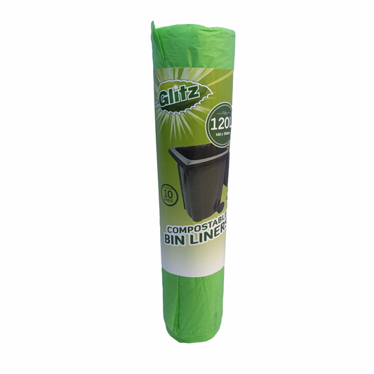 Glitz Compostable Wheelie Bin Liner 10 Pack - 120L - 147 x 110cm - Green