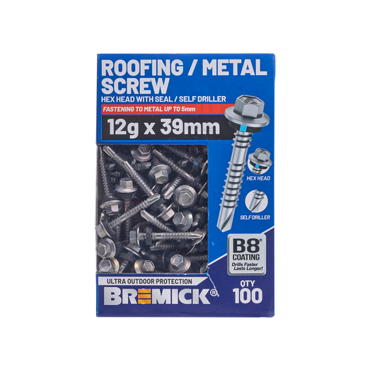 Bremick Hex Roofing Screw 12g x 39mm - B8 - Pack of 100 - Corrosion Resistant – view 2 - Auzzistore