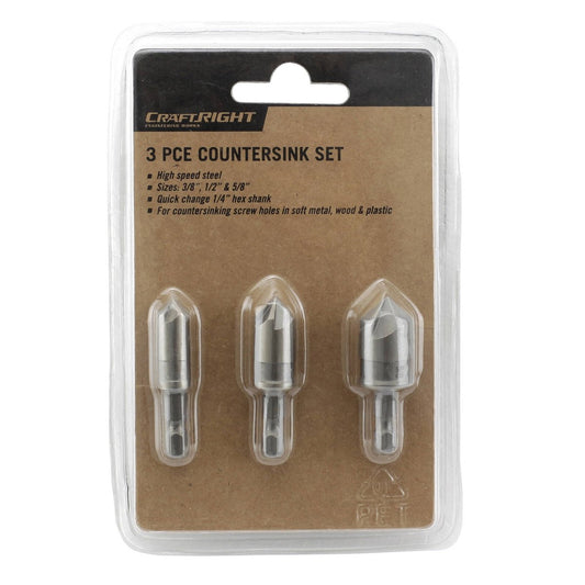 Craftright Countersink Bit Set - 3 Piece - HSS - Quick Change - Durable – view 2 - Auzzistore