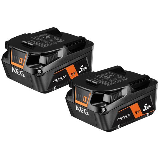 AEG 18V FORCE Battery Twin Pack - 2 x 5.0Ah - Compact Design - Overheating Protection