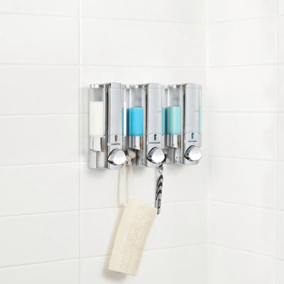 Better Living Aviva Triple Chamber Shower Dispenser 300ml Chrome Storage
