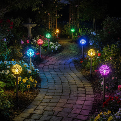 Click Crystal Solar LED Pathway Light - 80mm - Stainless Steel - Outdoor Use