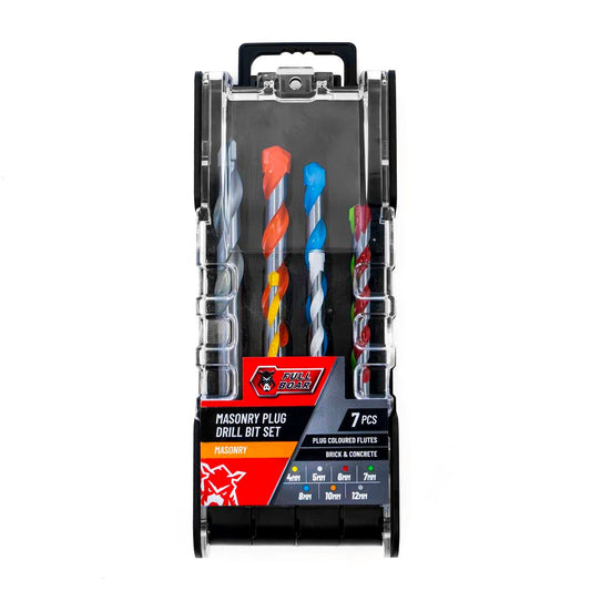 Full Boar 7 Piece Masonry Plug Drill Bit Set - 4mm to 12mm - High-Speed Steel - Auzzistore