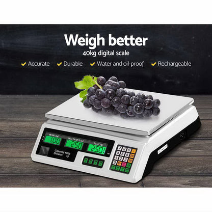 eMAJIN 40KG Digital Kitchen Scale Electronic Weighing Shop Market LCD | Auzzi Store