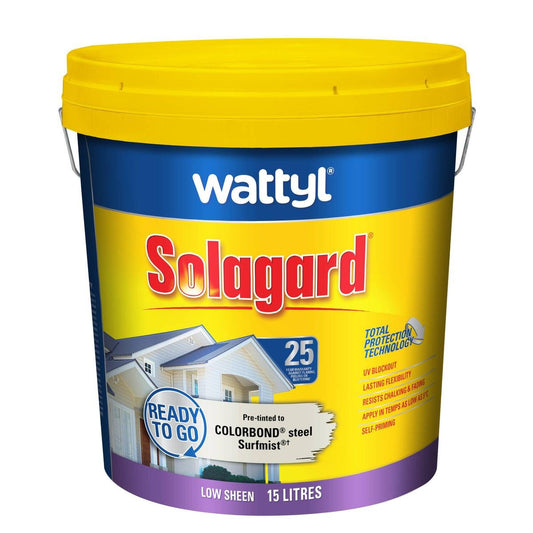 Wattyl 15L Low Sheen Solagard Exterior Paint 15L - Surfmist - UV Protection - Auzzistore