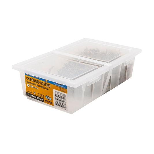 Zenith 8 Chipboard Screws - 10 x 30mm - Countersunk Rib Head - 500 Pack - Gold - Auzzistore