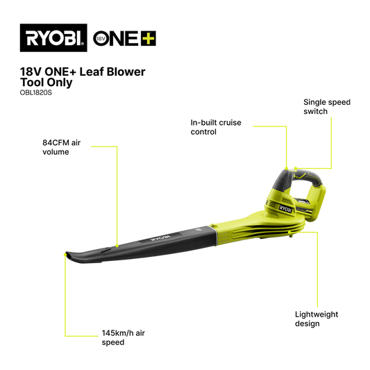 Ryobi Cordless Garden Blower - 245km/h - Plastic - Lightweight – view 2