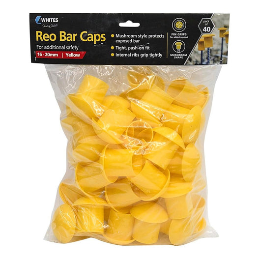 Jack Reo Bar Caps - 16-20mm - Yellow - Safety Protection - 40 Pack - Auzzistore