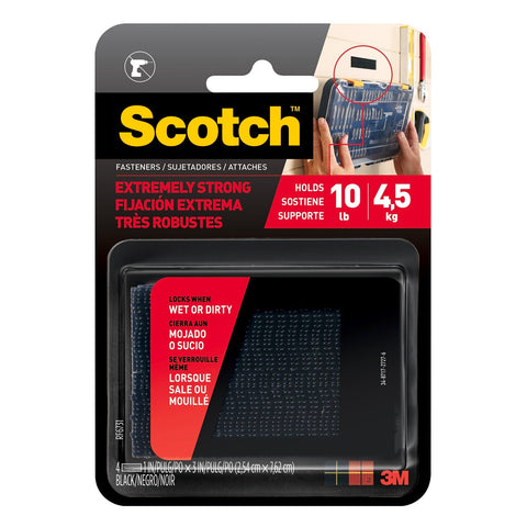 Scotch Extreme Fasteners Black 2.5cm x 7.6cm Strips - 2 Pack - Auzzistore