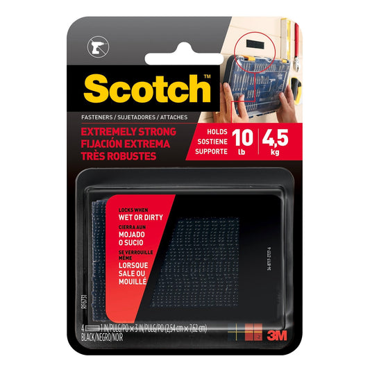 Scotch Extreme Fasteners Black 2.5cm x 7.6cm Strips - 2 Pack