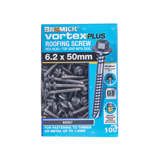 Bremick Vortex Plus Roofing Screw 6.2 x 50mm - Hex Head - Box of 100 - Watertight Connection – view 2 - Auzzistore